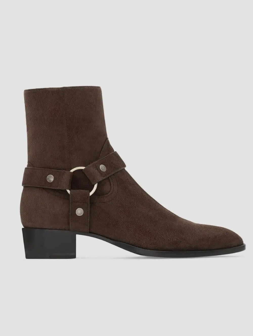 $1,550 SAINT LAURENT Wyatt Harness Brown Suede Ankle Boots EU 44 US 11 BNIB